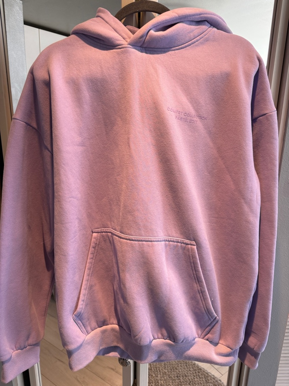 Comfrt Lavender Hooded Sweatshirt with Subtle Chest Embroidery